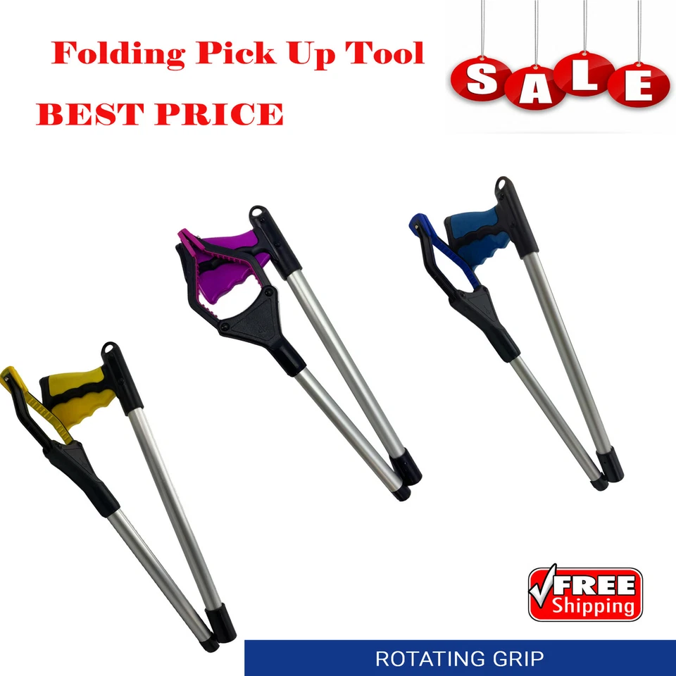 STRAAME Reach Foldable Grabber Litter Picker Helping Hand Reacher Held Pick Up Tool 42cm