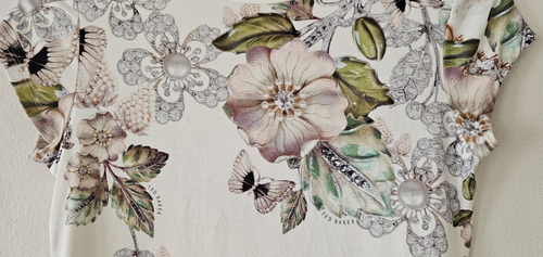 Ted Baker London Gem Garden Floral Fitted Tee Shirt 0 Ivory Short Sleeve Stretch - Picture 5 of 11