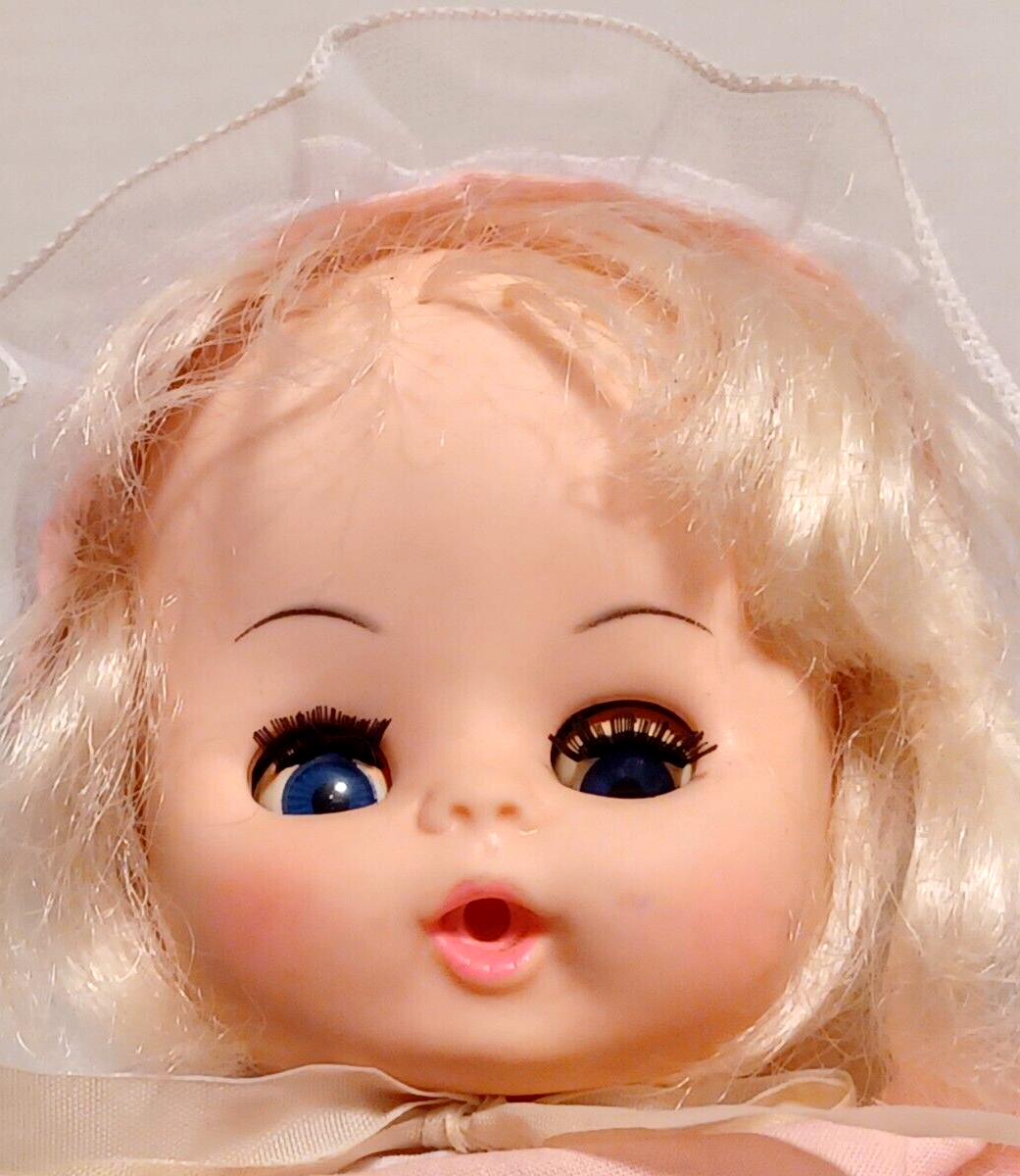 Vintage Hard Plastic Doll Blinking Eyes Blond Small Approx