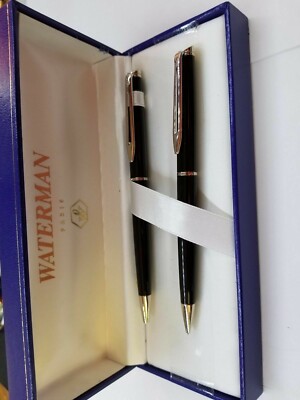 Waterman  Hemisphere Set Mars Black Ballpoint Pen & 0.5mm Pencil  Set In Box  * 