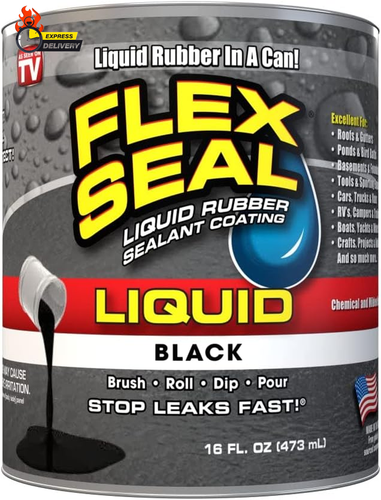 , 16 Oz, Black, Liquid Rubber Coating Sealant, Waterproof, Flexible, Breathable, - Picture 8 of 12