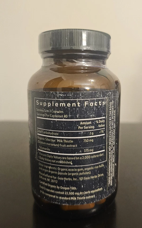 Cardo mariano Gaia Herbs, hígado y soporte de limpieza.   120 cápsulas veganas Foto 2 de 2