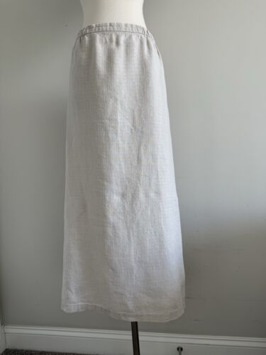 EILEEN FISHER 100% LINEN ELASTIC WAIST VENT BACK PULL ON SKIRT SIZE S