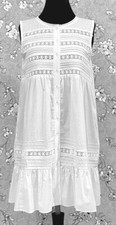 Victorian Cotton Nightgown Sleeveless Eyelet Lace Ruffle Hem SoieRose SR1132