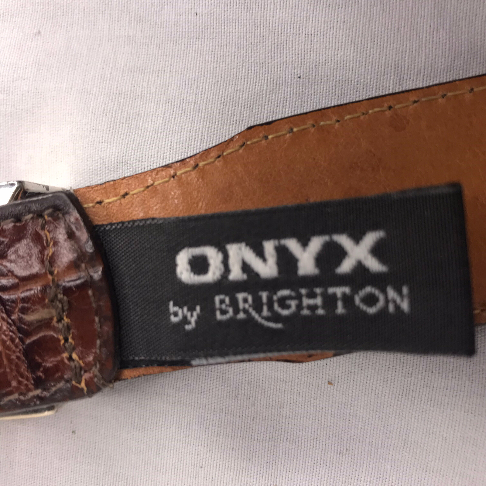 Brighton Onyx Belt Brown Leather Size 32 - image 4