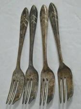 Sheffield England F.G. E.P.N.S. Pastry Forks Silverplated Midcentury Lot of Four