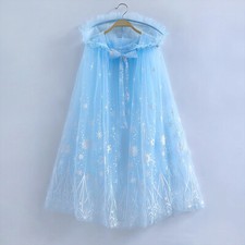 Kids Baby Girls' Toddler Elsa Princess Blue Tulle Tutu Cape Frozen Snow cloak