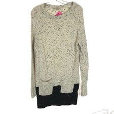 Womens Size Small White & Warren Marled Knit Wool Blend Sweater Mini Dress