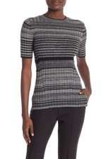 HELMUT LANG Stripe Rib Knit Wool Sweater Top Shadow Size L I06HW701 MSRP 345