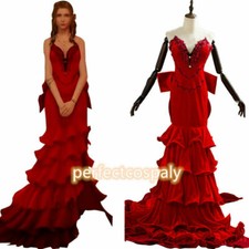 FF 7 Final Fantasy VII Remake Aerith Gainsborough Cosplay Costume Girl Red Dress