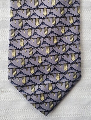 Altea Milano Silk Twill Tie with Pattern of Neckties on Hangers