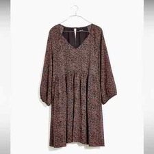 Madewell Crinkle Georgette V-Neck Babydoll Dress Texture M 30767