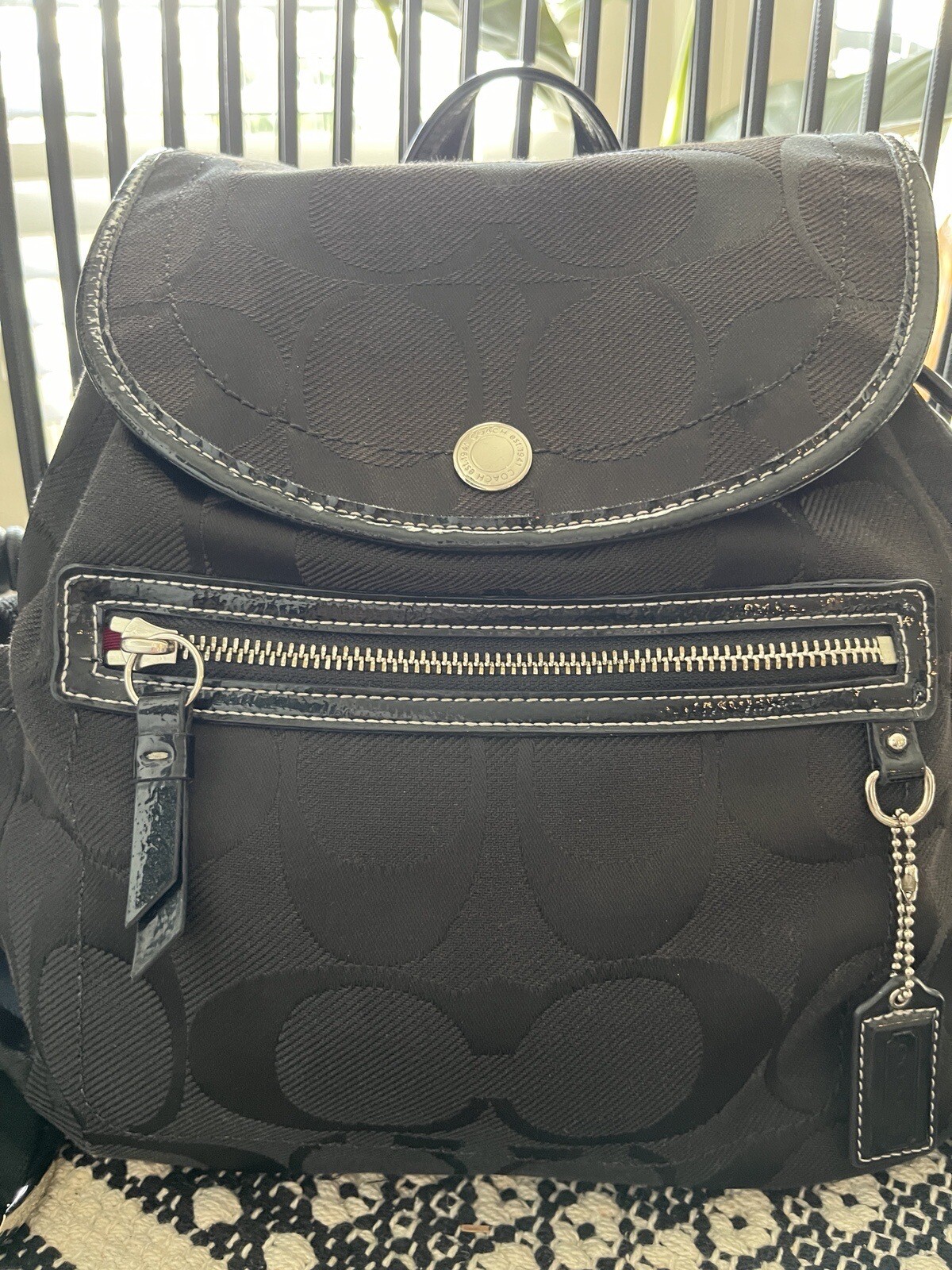 Coach Black Kyra Signature Daisy Canvas Backpack Pur… Gem