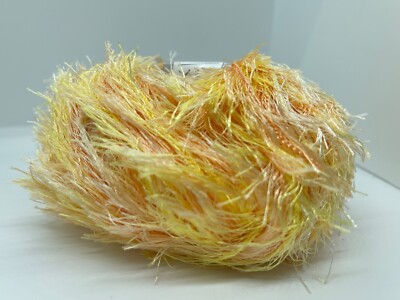 Eyelash Colorful Yarn 46088 Summer - Yellow Peach White Ice Yarns 50 Gr 82 Yards