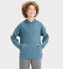 All In Motion Boys Mesh Spacer Hooded Sweatshirt Size L 10/12 Blue