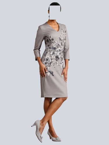 Alba Moda Kleid Allover Blüten grau-blau Gr. 44 0420475620 - Bild 3 von 6
