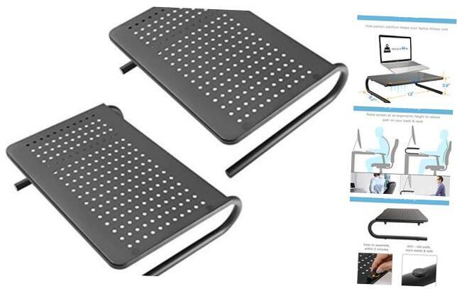 Vented Metal Monitor Stand Riser for Computer Laptop Desk Printer-image