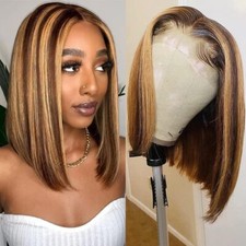 4/27 Highlight Lace Front Wigs Human Hair 13x4x1 T Part Short Bob Human Hair Wig
