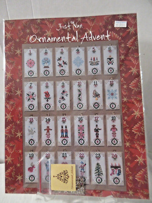Just Nan ORNAMENTAL ADVENT Counted Cross Stitch Pattern w/ Embellishments