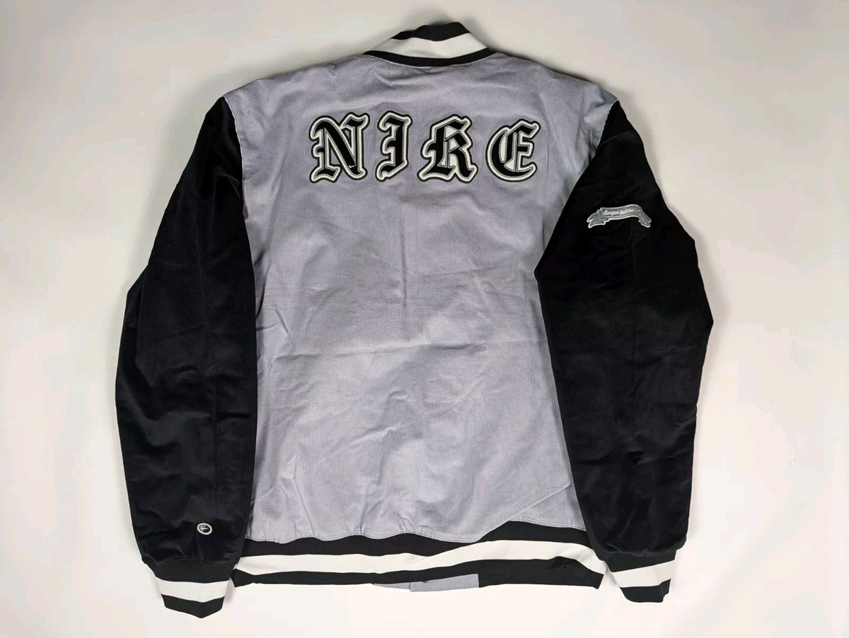 Nike Varsity Bomber Jacket 1972 Swoosh Letterman Black Men
