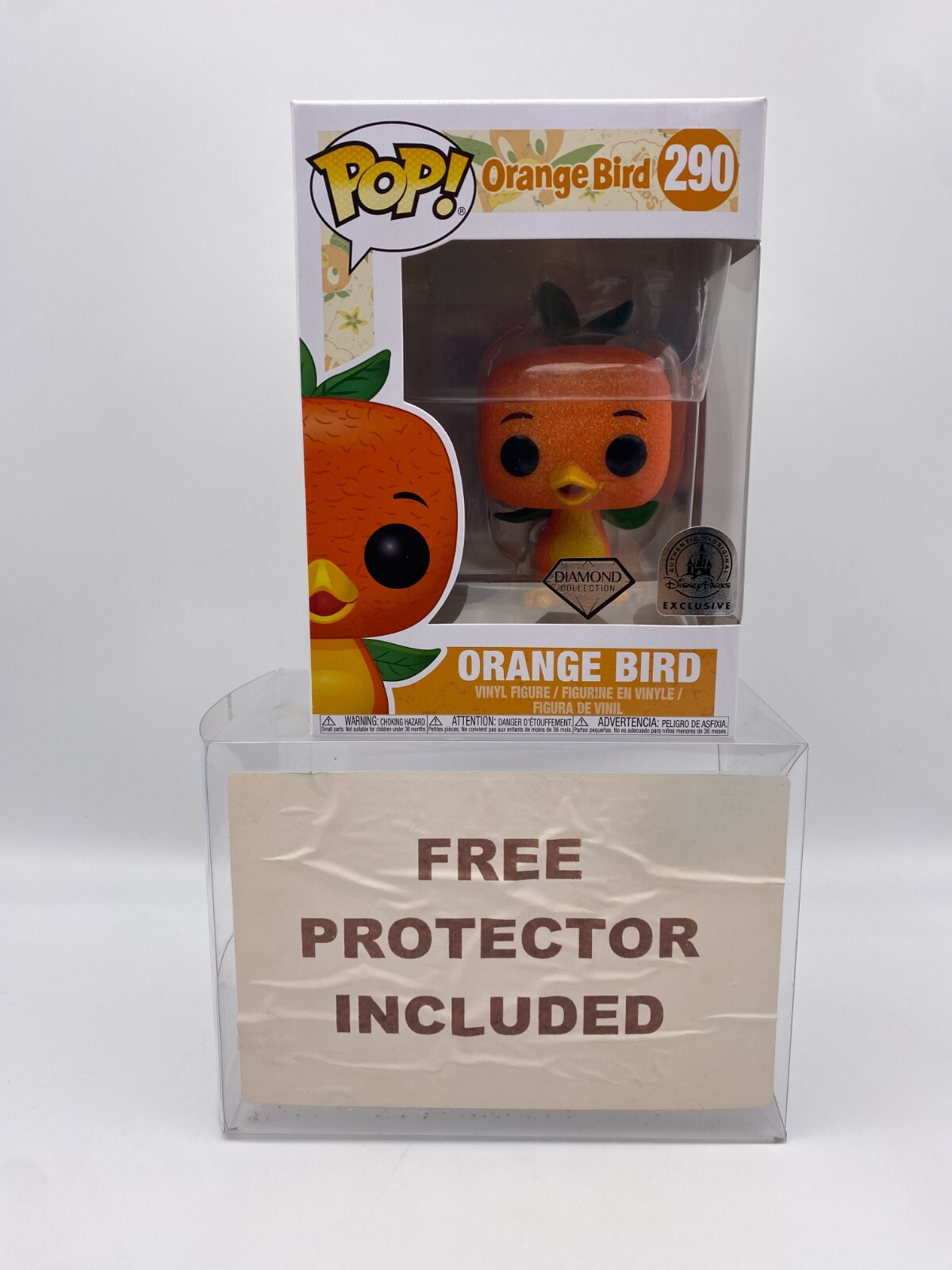 Figura Protectora Exclusiva Funko Pop Orange Bird #290 De La Colección De Diamantes De Disney