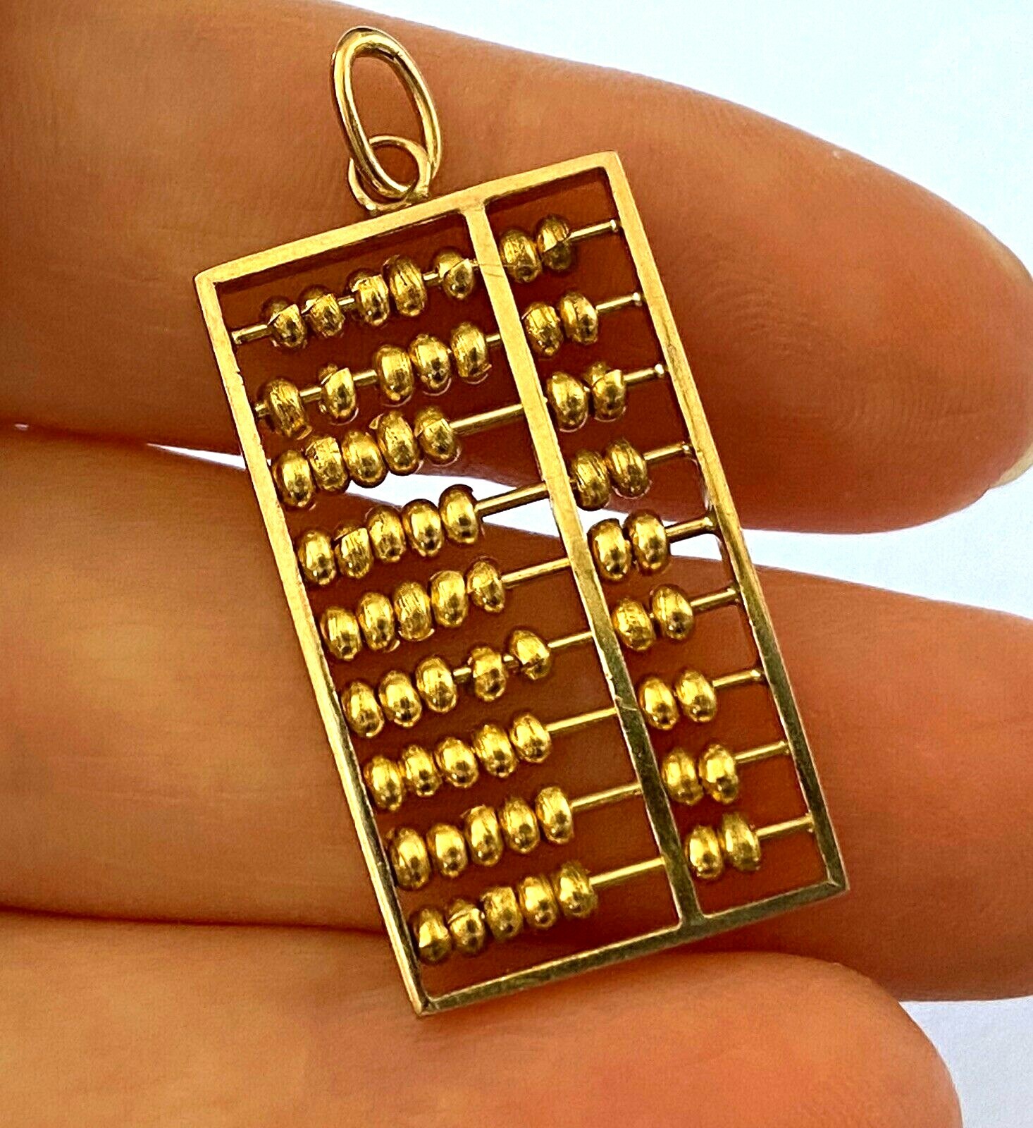 Solid 14K Yellow Gold Working Abacus Moveable Bea… - image 5