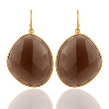 Smoky Quartz Gemstone Jewelry 925 Sterling Silver Drops Earrings