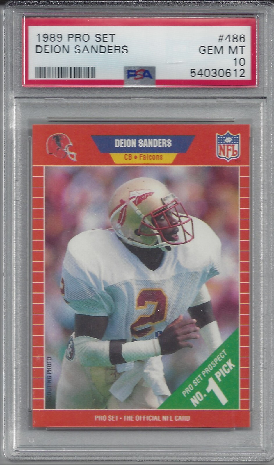 1989 Pro Set #486 Deion Sanders RC Rookie PSA 10 Gem Mint
