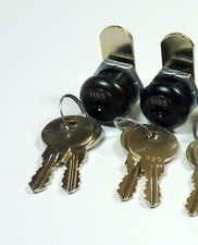 2/Pk 5/8" Double Bitted Black Cam Lock Keyed Alike 2 Keys Cabinet Pinball Game