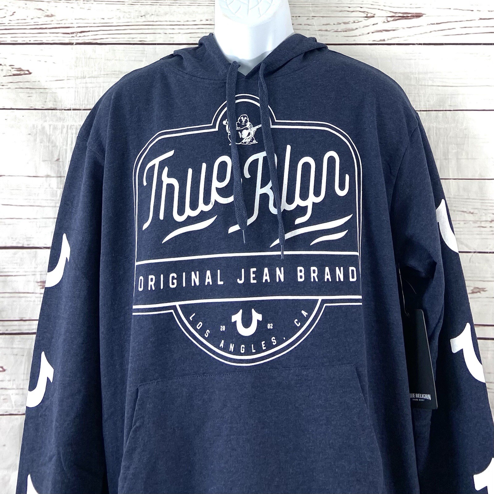 True Religion Hoodie Men’s XL Blue Logo Long Sleeve Original Jean Brand image 2