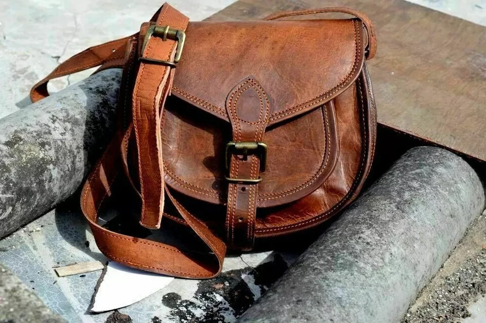 Borsa donna vintage in vera pelle marrone messenger tracolla tracolla tracolla