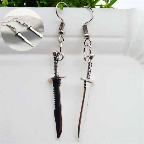 Fashion Earring Military Weapon Dagger SilverPlated Hook Knife Combat Sword - Picture 2 of 11