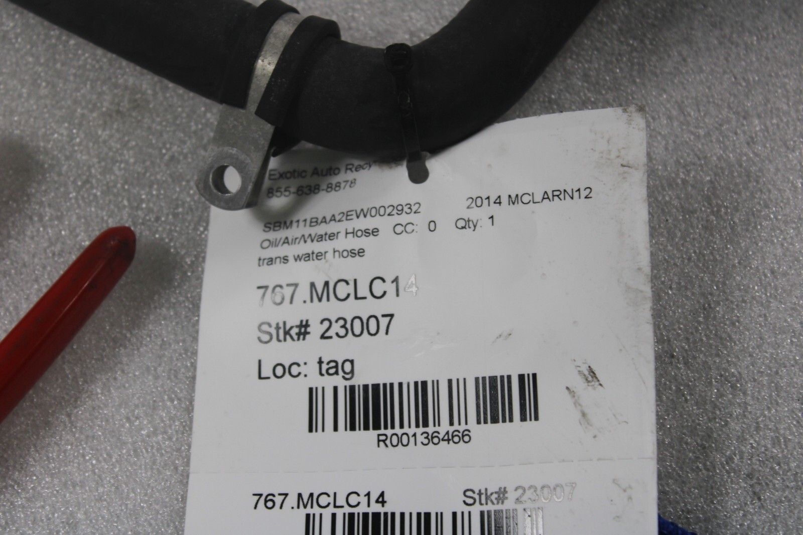 Mclaren MP4-12C, Transmission Water Hose, Used