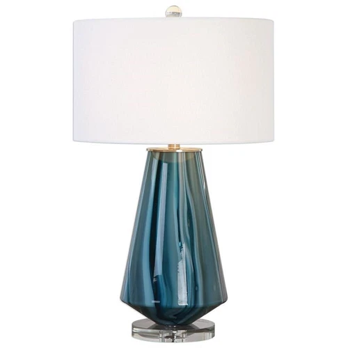 Uttermost Pescara Glass Crystal and Metal Table Lamp in Teal Blue/Ivory - Picture 1 of 5