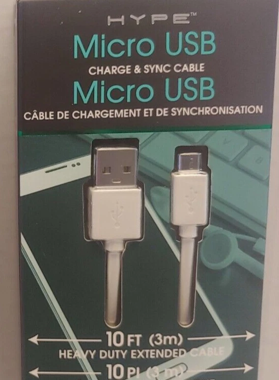 10ft Micro USB Charging Cable - Heavy Duty Extended Length, Durable Design - Image 2 of 4