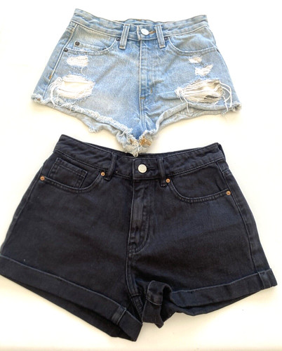 BDG & PACSUN Two Pairs of 2" Denim Jean Shorts Black Mom Blue - Cheeky Size 24