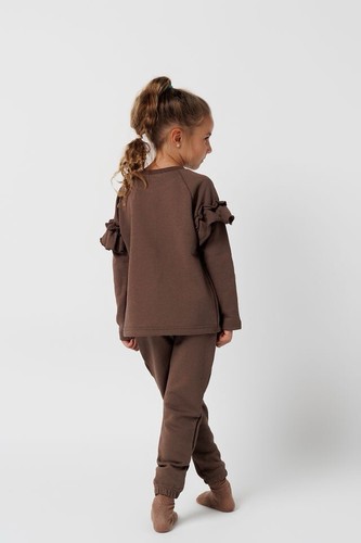 Set Sweatshirt With Ruffles And Sweatpants For Kids 3-4 Years - Picture 3 of 4