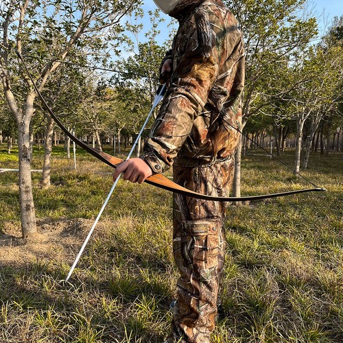 54'' Archery Traditional Longbow 10-35lbs One-piece Wooden Shooting Bow Hunting - Picture 5 of 13