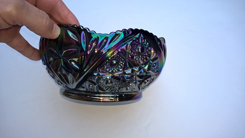 Ciotola vetro carnevale LE SMITH 7,5" iridescente dente seghettato Hobstar margherita 346 ametista - Foto 8 di 24