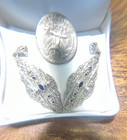 Vintage Sterling Silver Sapphire Pearl Filigree Dangle Chandelier Earrings — photo 3