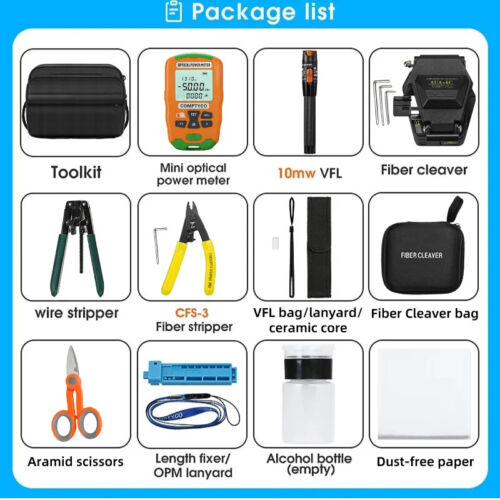 FTTH Glasfaser Werkzeug Kit mit AUA-6C Fiber Cleaver Fiber Stripper Fehlerortungsgerät - Bild 7 von 10
