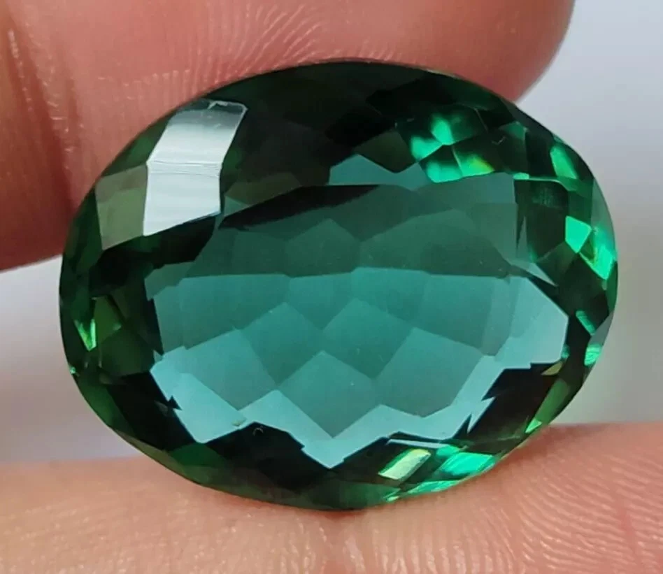 AAA+ Green Topaz 34.20 Ct. Oval Cut Faceted Loose Gemstone Birthday for Gift - Image 2 of 4