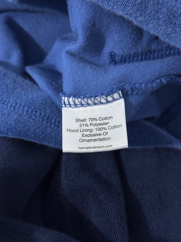 Hanna Andersson Boys Hoodie 110 US 5 Velour Blue Full Zip Pockets Long Sleeve - Picture 6 of 6