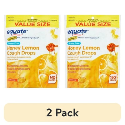 Equate Value Size Sugar Free Honey Lemon Cough Drops with Menthol, Total 280 Ct