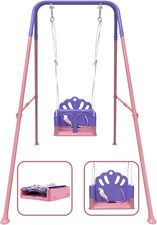 Foldable Toddler Swing Set, Indoor  Outdoor Baby Swing Set for Backyard, Safe a