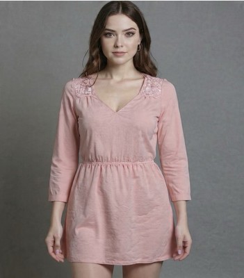 Fairy A-line Dress Womens 2 Pink Hippie Boho Cottagecore Indie Skater Modest