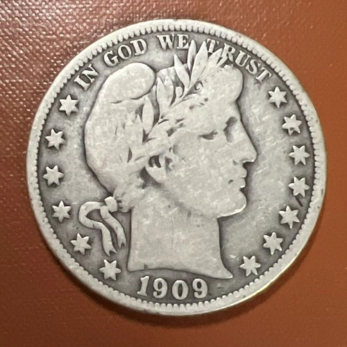 1909 Barber Silver Half Dollar.