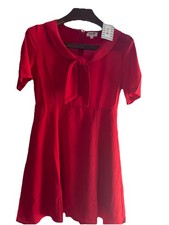 Tulip B Large Front Tie Red  NWT Short Sleeve Pockets Vintage Inspired Pockets