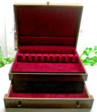 Vtg  NAKEN Sterling Silverplate Flatware Wooden Wood Storage Chest Case Box 24+