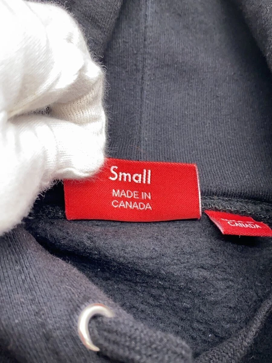 Felpa Supreme con cappuccio S cotone stampa nera usata